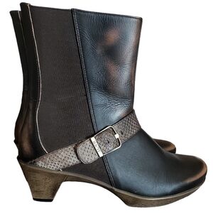 NAOT Brown Leather Buckle Boots, Size 40